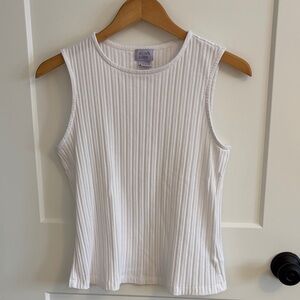 Willow Blossom White Ribbed Sleeveless Tank